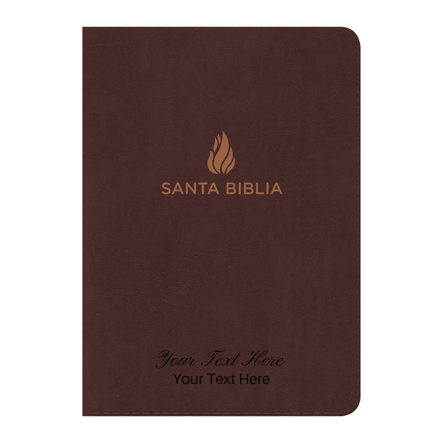 Personalized Custom Text Your Name Biblia Compacta Letra Gde. RVR 1960 Piel Fab. Marron (RVR 1960 LGE. Print Compact Bible Bon. Leather Brown)