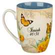 Load image into Gallery viewer, Hope in the LORD Isaiah 40:31 Mediterranean Blue Floral Ceramic Mug
