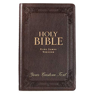 Personalized KJV Full Grain Premium Leather Thumb Index Dark Brown