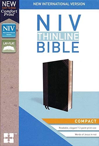 Personalized NIV Thinline Bible COMPACT Leathersoft Black and Gray Comfort Print