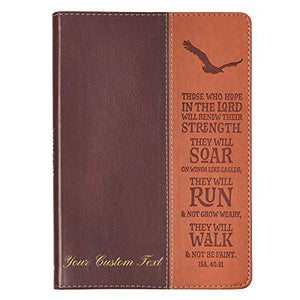 Personalized Journal Custom Text Soar On Wings Like Eagles Classic LuxLeather Journal Brown/Tan