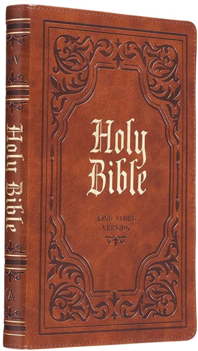 Personalized KJV Bible Brown Faux Leather Large Print Thinline with Thumb Index