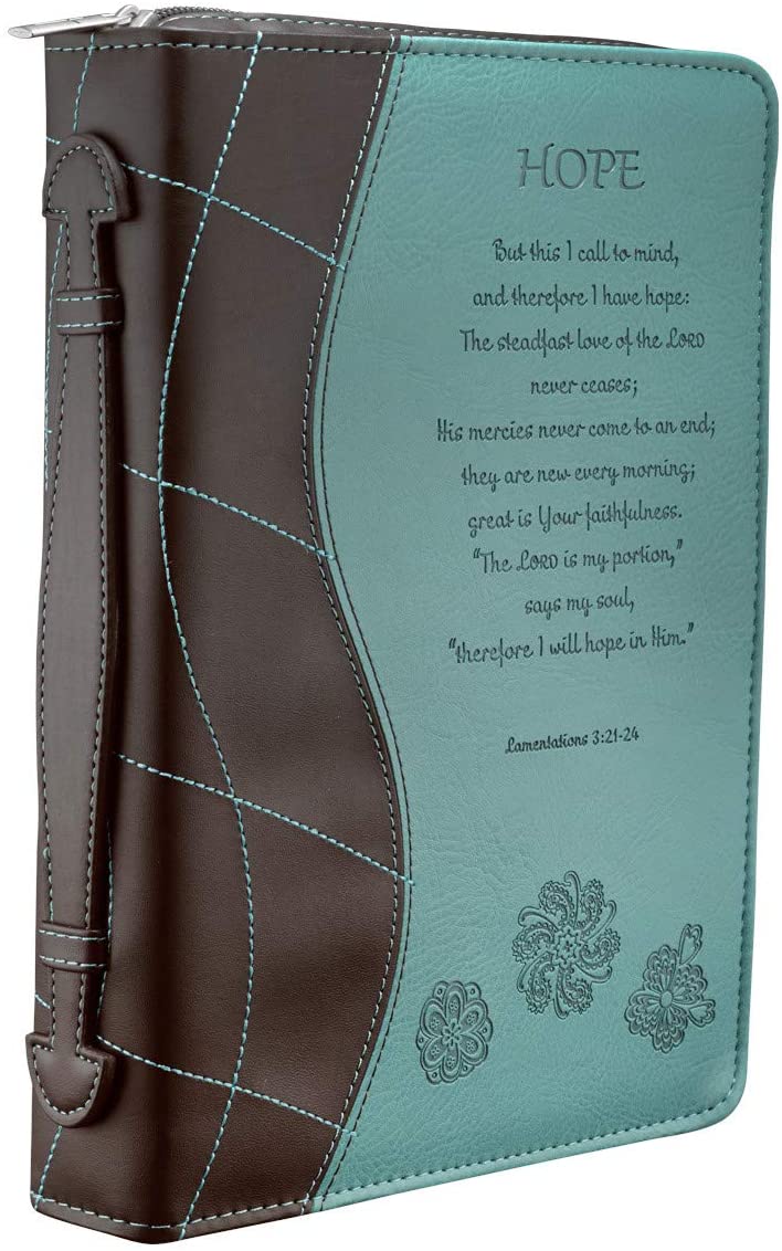 Lamentations 3:21-24 Faux Leather Turquoise Personalized Bible Cover For Women