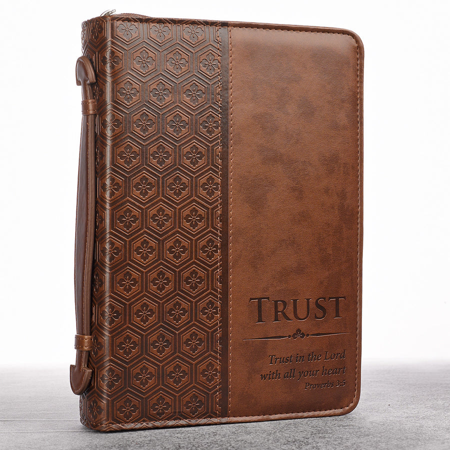 Proverbs: 3:5 Faux Leather Brown Personalized Bible Cover for Women