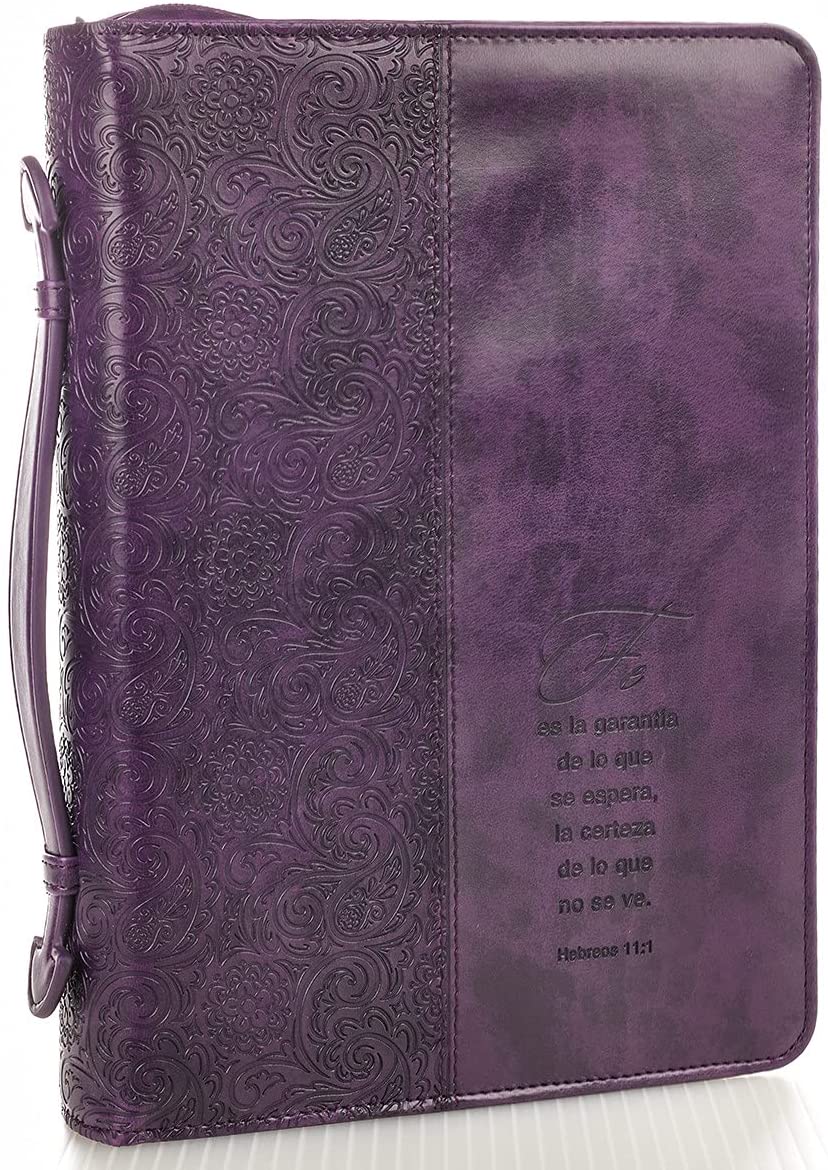 Funda para  Biblias Fe Hebreos 11:1 Morado SPANISH Personalized Bible Cover for Women