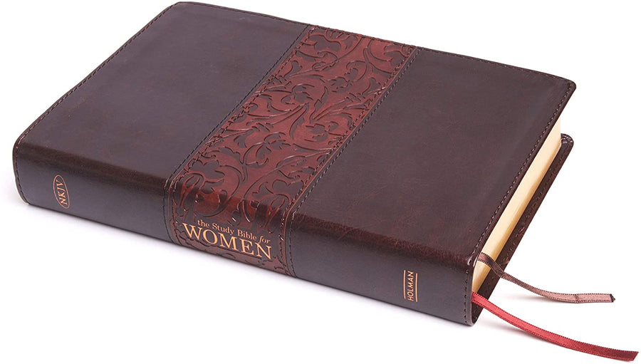 Personalized Custom Text Your Name NKJV The Study Bible for Women Mahogany Leather Touch