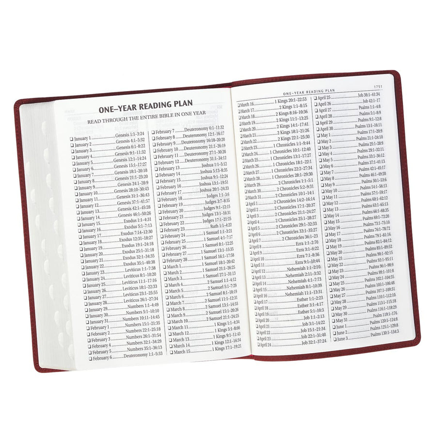 Personalized KJV Super Giant Print Holy Bible Full Grain Premium Leather Thumb Index Burgundy