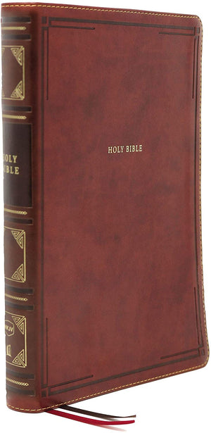 Personalized NKJV Reference Bible Super Giant Print Leathersoft Brown Thumb Indexed