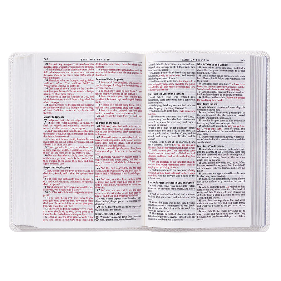 Personalized KJV SMALL Compact Pocket Edition Bible LuxLeather White