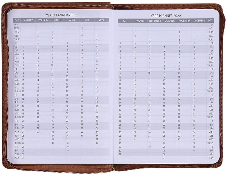 Personalized 2022 Refuge and Strength Brown Faux Leather Zippered Executive Planner