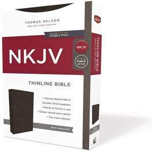 Personalized NKJV Thinline Bible Red Letter Edition Leathersoft Black Comfort Print