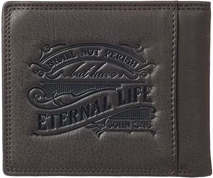 Whoever Believes Brown Leather Wallet In Tin Gift Box