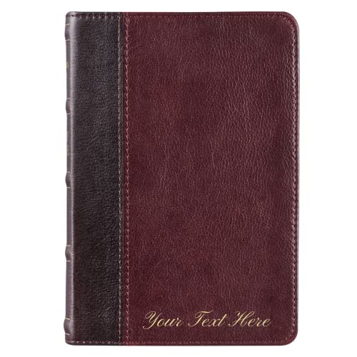 Personalized KJV Merlot & Burgundy Two-Tone Full Grain Leather Compact