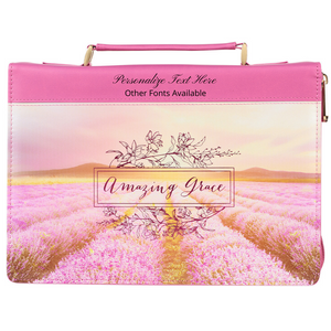 Amazing Grace Flower Field Pink Personalized Bible Cover for Women