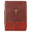 Load image into Gallery viewer, John 3:16 Faux Leather Two-Tone Brown Personalized Bible Cover for Men
