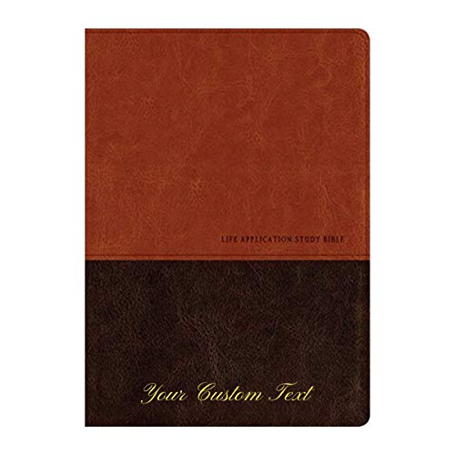 Personalized Custom Text NKJV Life Application Study Bible TuTone Brown/Tan New King James Version