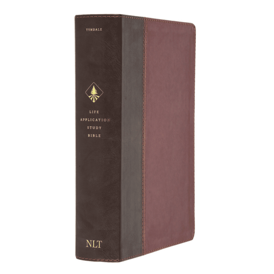 Personalized Custom Text Your Name NLT Life Application Study Bible Third Edition Red Letter LeatherLike Brown/Mahogany