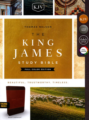 Personalized KJV Study Bible Full Color Edition Thumb Index Leathersoft Brown King James Version