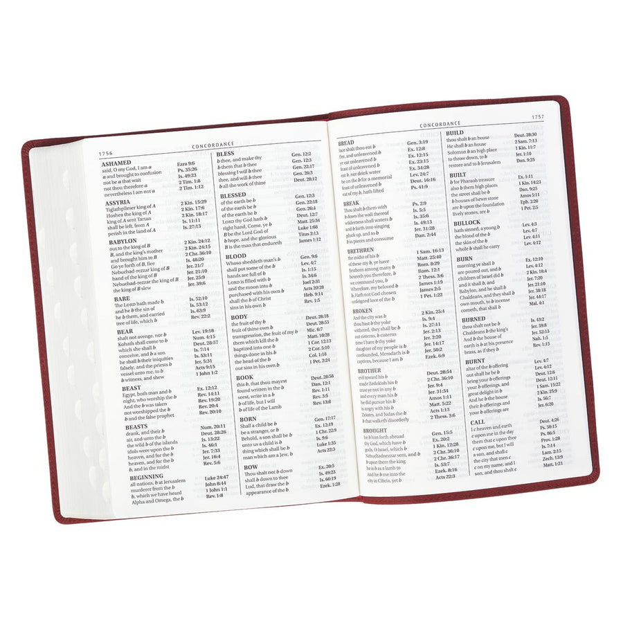 Personalized KJV Super Giant Print Holy Bible Full Grain Premium Leather Thumb Index Burgundy