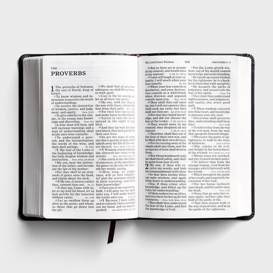 Personalized KJV Large Print Personal Size Reference Bible Charcoal Leathertouch Red Letter