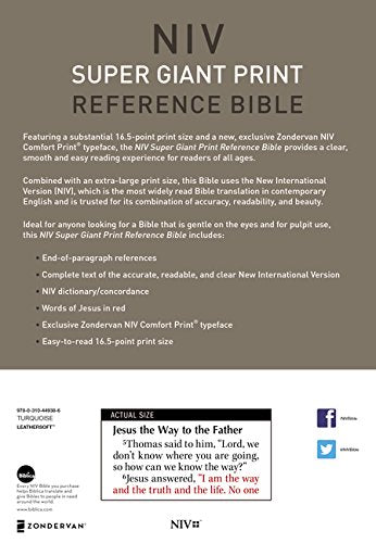 Personalized NIV Super-Giant Print Reference Bible Leathersoft Turquoise New International Version