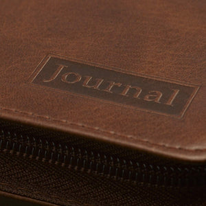 Strong & Courageous  Joshua 1:5-7 Brown Zippered  Journal