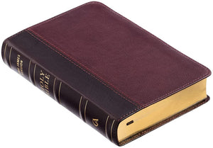 Personalized KJV Merlot & Burgundy Two-Tone Full Grain Leather Compact