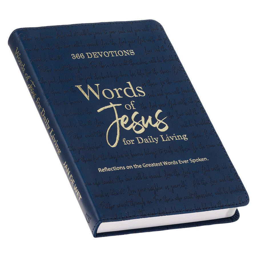 Words of Jesus for Daily Living Blue Faux Leather Devotional - Jan De Wet