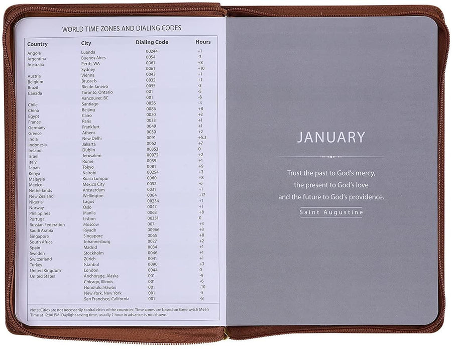 Personalized 2022 Refuge and Strength Brown Faux Leather Zippered Executive Planner