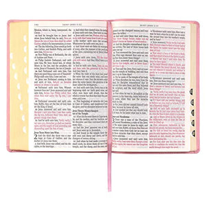 Personalized KJV Holy Bible Giant Print Full-Size Bible Pink Faux Leather Bible w/ Ribbon Marker