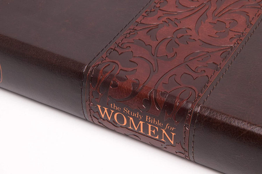 Personalized Custom Text Your Name NKJV The Study Bible for Women Mahogany Leather Touch