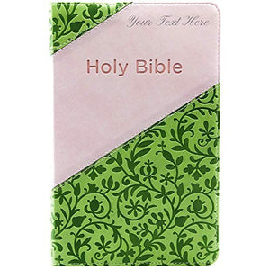 Personalized Bible KJV Holy Bible for Kids Imitation Leather Pink/Green