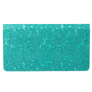 Everlasting Love Jeremiah 31:3 Turquoise Faux Leather Checkbook Cover