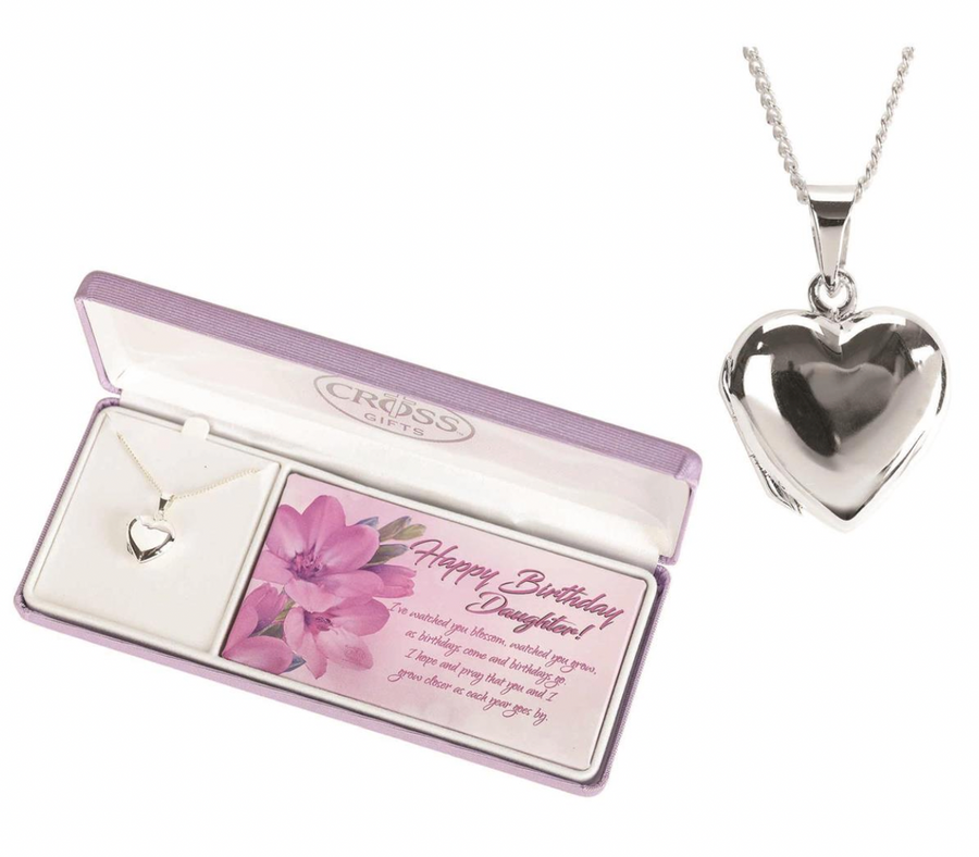 Happy Birthday Daughter Silver Plated Heart Necklace