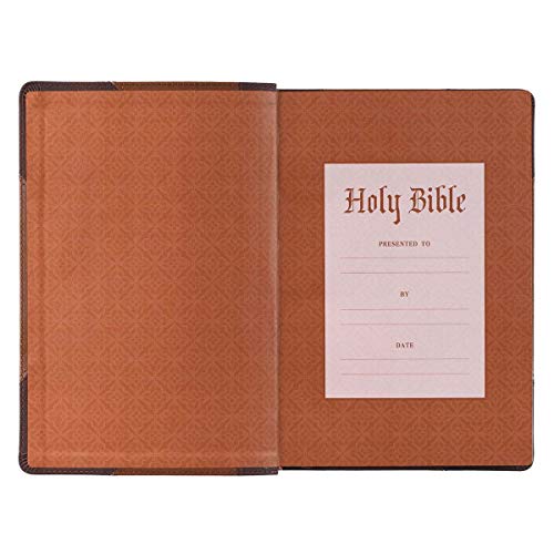 Personalized KJV Holy Bible Giant Print Full-Size Two-Tone Brown Faux Leather