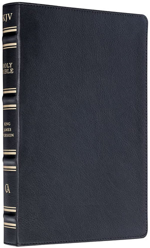 Personalized KJV Black Full Grain Leather Large Print Thinline Thumb Index