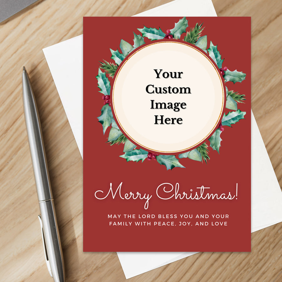 Personalized Christian Christmas Card Custom Your Photo Image Upload Your Text Greeting Card