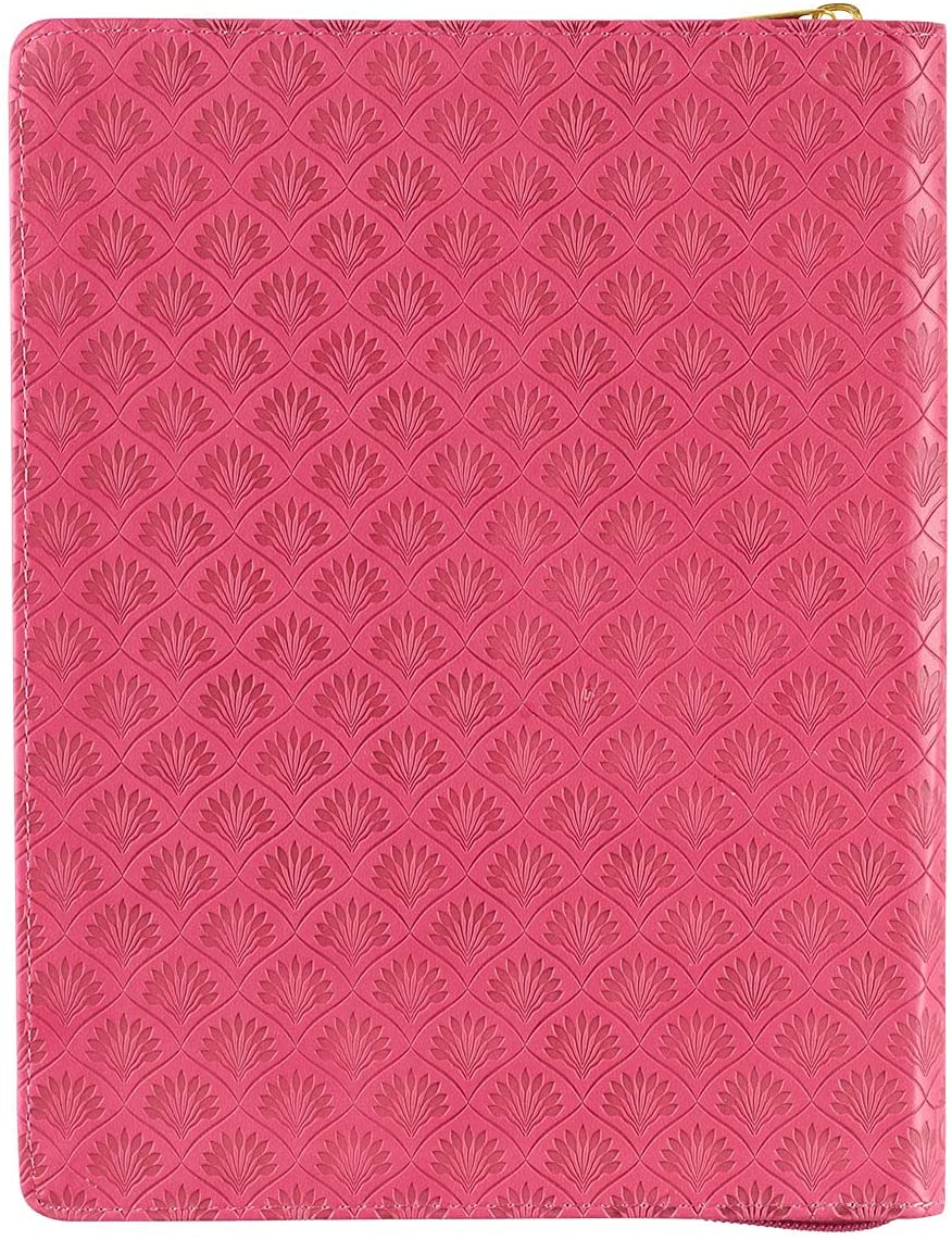 Personalized 2022 Blessed Is The One Who Trusts Large Zippered Pink Faux Leather 18-month Planner for Women - Jeremiah 17:7