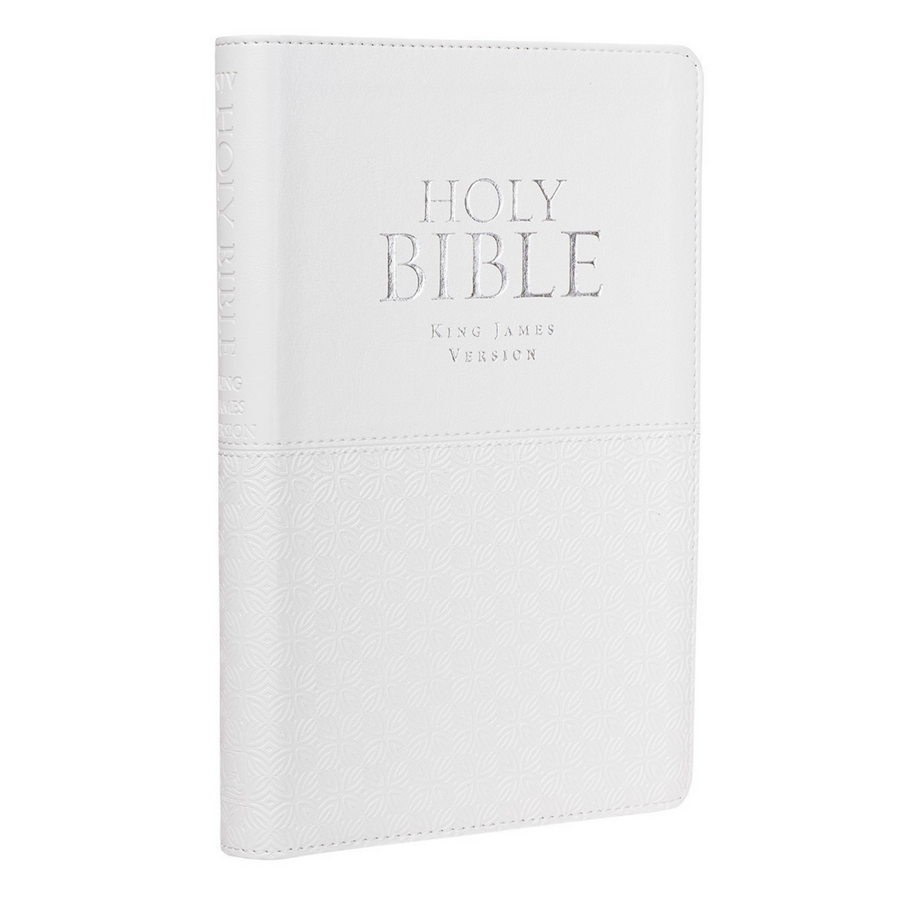 Personalized Custom Text Your Name KJV Indexed White Gift Holy Bible Faux Leather Bound King James Version