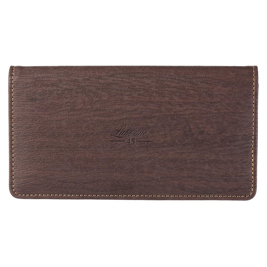 Blessed Luke 1:45 Blue Faux Leather Checkbook Cover
