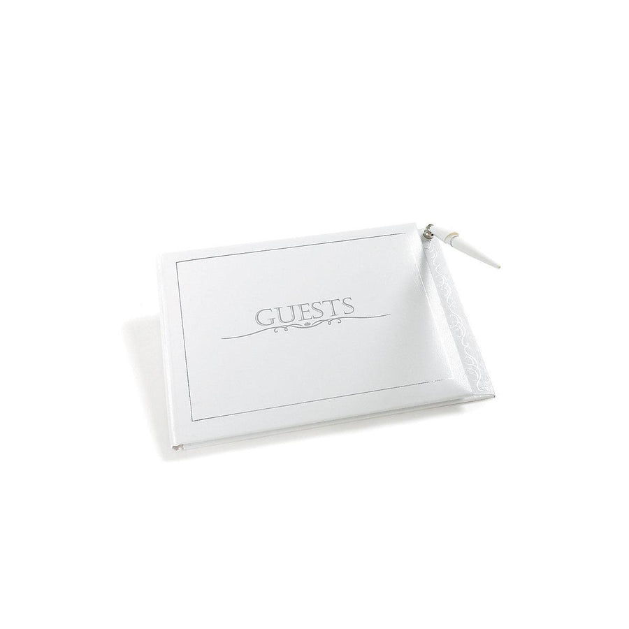 All Occasion Guest Book With Pen (white bonded leather)