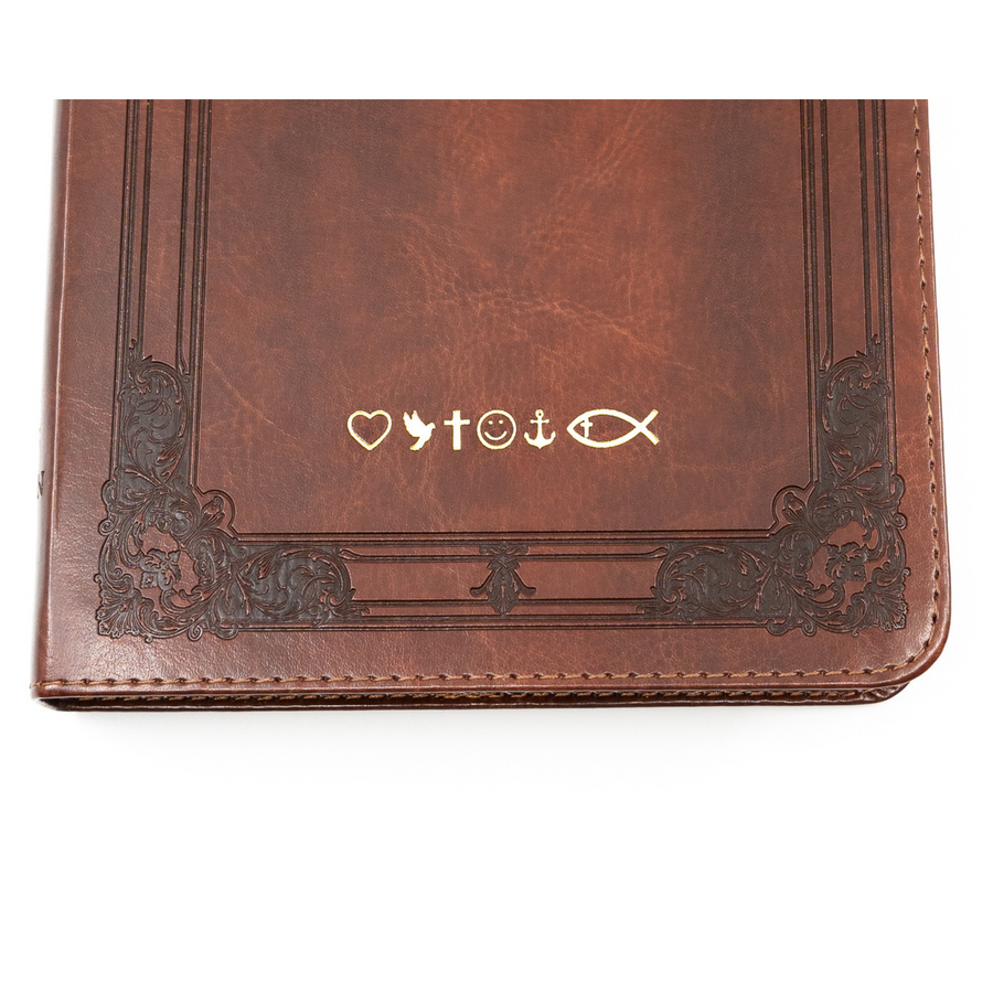 Personalized Brown Faux Leather Celtic Cross Slim Line Flexcover Inspirational Notebook