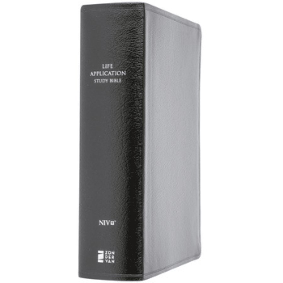 Personalized Custom Text Your Name NIV Life Application Study Bible Third Edition Large Print Black Bonded Leather Red Letter Edition