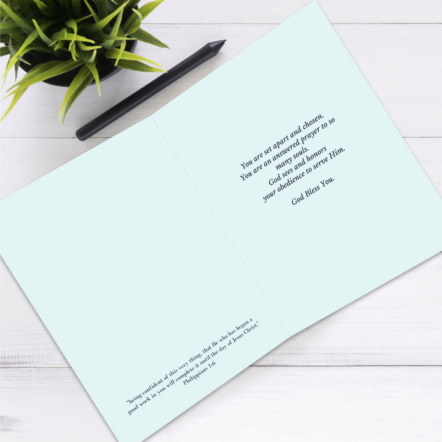 Ministry Thank You Appreciation Card for Pastor, Minister, Church