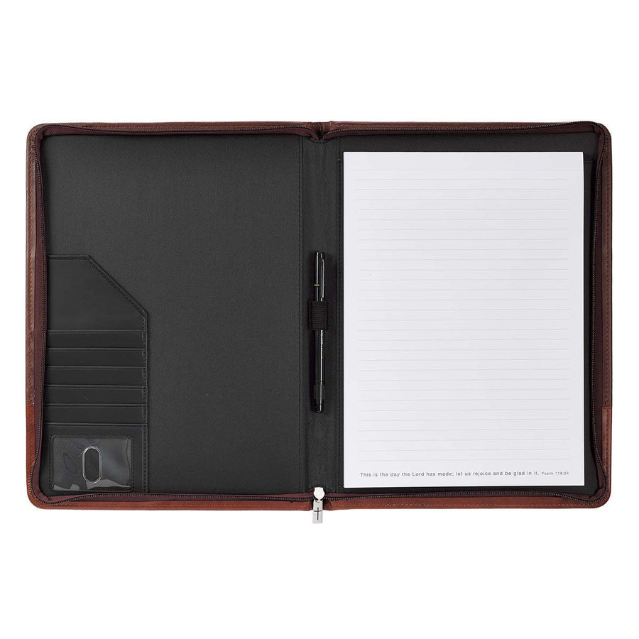 John 3:16 Cross Two-tone Brown Faux Leather Portfolio Folder