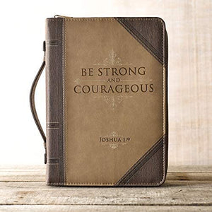 Joshua 1:9 Faux Leather Brown Personalized Bible Cover for Men