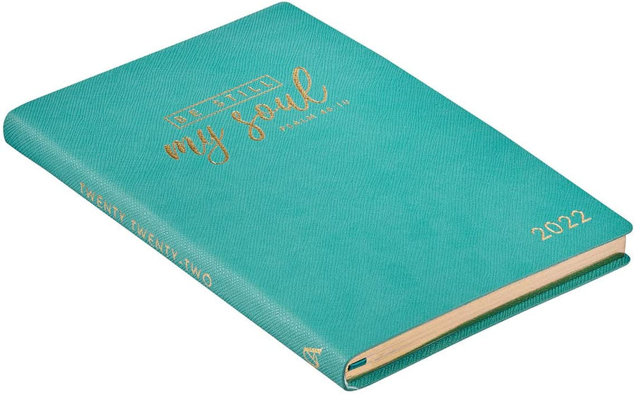 Personalized Planner 2022 Be Still My Soul Teal Faux Leather My Yearly Planner - Psalm 46:10