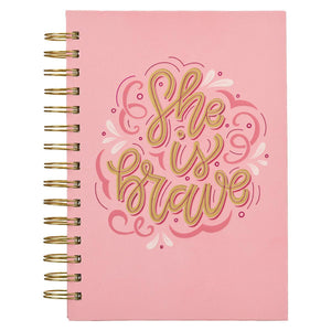 She is Brave Pink Wire-bound Journal