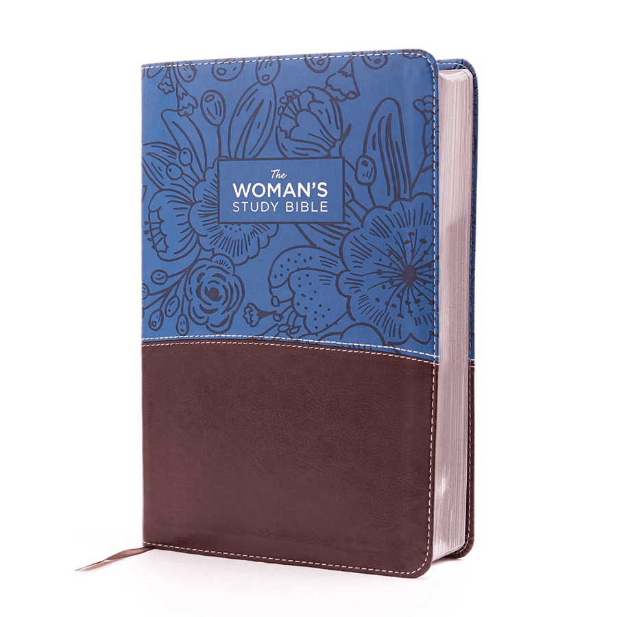 Personalized Custom Text Your Name NIV The Woman's Study Bible Receiving God's Truth for Balance, Hope, and Transformation Blue/Brown Leathersoft Red Letter Edition