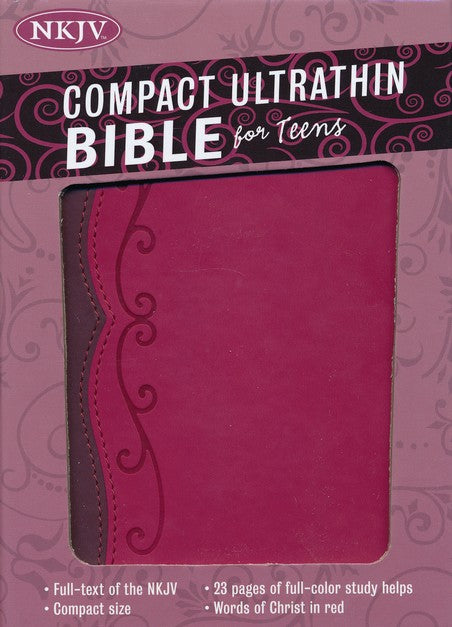 Personalized NKJV Compact Ultrathin Bible for Teens Fuchsia LeatherTouch